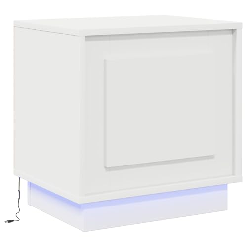 Homgoday Nachttisch mit LED-Lichtern Weiß 44x34,5x45 cm Nachttisch Model869562