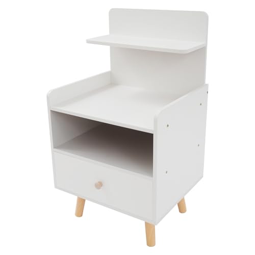 HPDTZ Nachttisch Beistelltisch Schubladenschrank Nachtschrank Tisch Möbel Schrank für Schlafzimmer Wohnzimmer Büro mit Schublade und Regalen für Kleine Räume (Weiß)