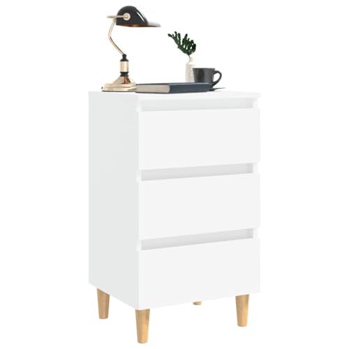 Vopese Skandinavischer Nachttisch Weiß | Holz Eukalyptus | 3 Schubladen | 40x35x69 cm Model805887
