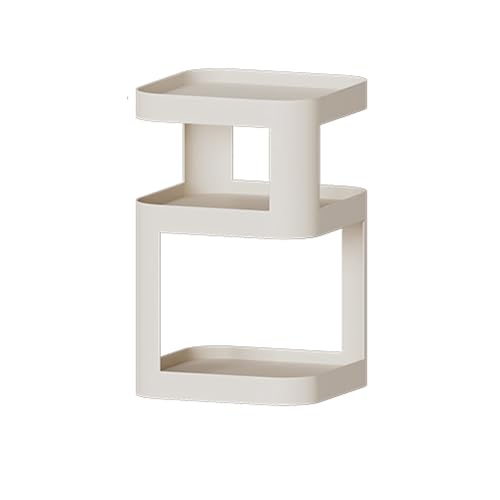 SBCC Kleiner Nachttisch Aus Glas Und Eisen, for Schlafzimmer, Haushalt, Nachttisch, Aufbewahrungsschrank(Blan c)