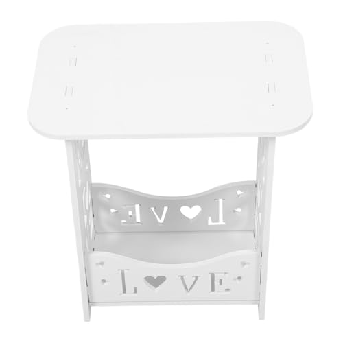ULTECHNOVO Nachttisch Modern Weiß Multifunktionaler Beistelltisch für Schlafzimmer und Wohnzimmer Mini Sofa Tisch Vielseitige Ablage für Bücher und Getränke Design für Kleine Räume