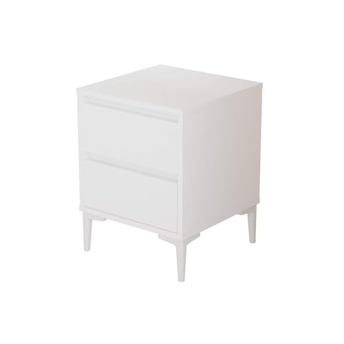 Rebecca Mobili RE7234 Nachttisch, Weiß, Schlafzimmertisch, PVC-Spanplatte, kompakt, modernes Design, für skandinavische Schlafzimmer, Maße HxBxT: 58,5 x 45 x 45 cm
