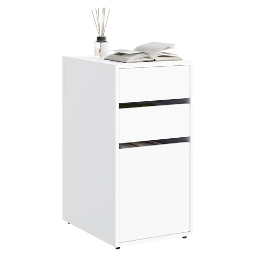 WOLTU Nachttisch mit 3 Schubladen in 2 Größen, Nachtschrank, 30x60x40 cm, Nachtkommode Nachtkasten Holz, Sofatisch Beistelltisch Aktenschrank, für Schlafzimmer Wohnzimmer, Weiß, NTS17ws
