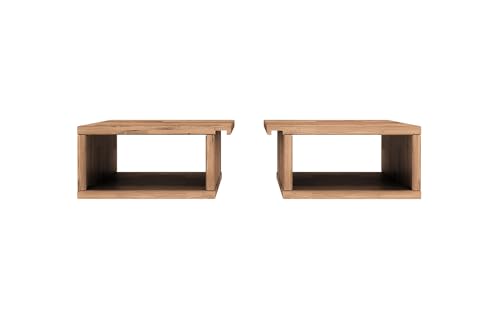 byoak Nachttisch 2er Set Penny aus Holz – Nachtschrank - Schmaler Nachttisch - Massivholz Geölt