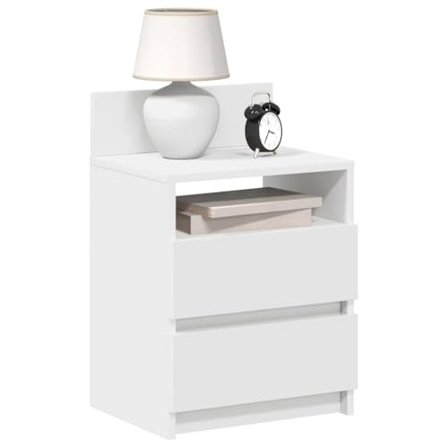 Youuihom Nachttische 2 STK. mit 2 Schubladen Weiß 40x33x60 cm Night Stand for Bedroom Wohnzimmer Möbel Nachtschrank Nachtkästchen für Jugendzimmer Bad Wohnzimmer Schlafzimmer