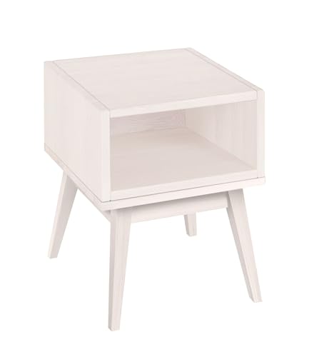 Original Laura Retro Nachttisch von BioKinder® | Regalwürfel, Nachttisch, Höhe 42 cm | aus 100% Massivholz, mit bioola natürlich lasiert, Naturweiß