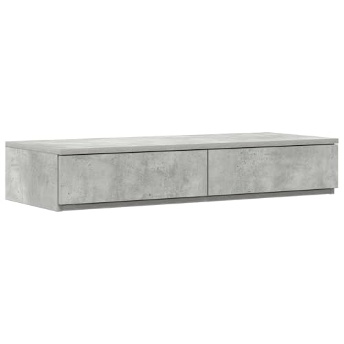 vidaXL Moderner Nachttisch in Beton grau mit 2 Schubladen Stauraum | Stylisches MDF Design Nachttisch ideal für Erwachsene Schlafzimmer, funktionales und kompaktes Möbelstück, rechteckig,