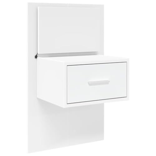 vidaXL Wand Nachttisch, Nachtschrank mit LED-Leuchten, Nachtkommode Nachtkonsole Hängend für Schlafzimmer, Wandregal Wandboard, Weiß