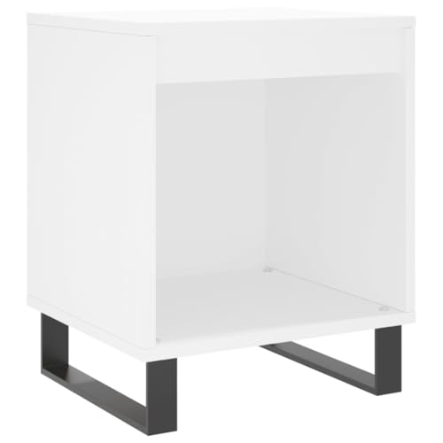 Eleganz Nachttisch Weiß 40x35x50 cm aus Holzwerkstoff & Metall - Moderner Side-Tisch für Schlafzimmer, Wohnzimmer - Stilvoll & Langlebig