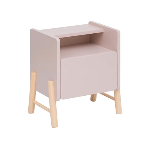 Rebecca Mobili Nachttisch für Kinderzimmer, Montessori Nachttisch, Rosa Braun, MDF Kiefer, mit Abgerundeten Kanten, Stabil, Kinderzimmer Organisation - Maße HxBxT: 49 x 43 x 30 cm - Art. RE7129