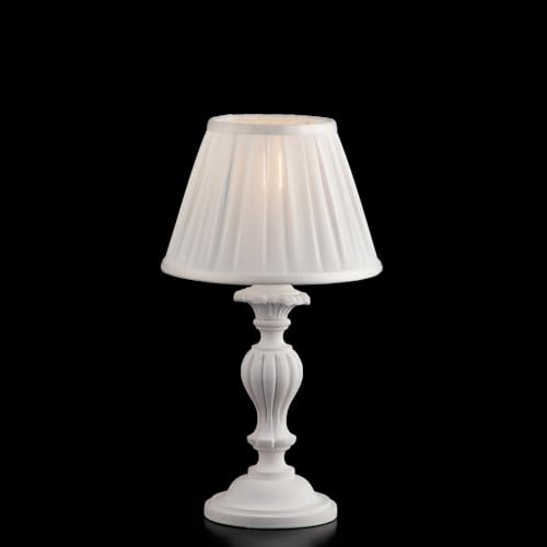 Lume Nachttisch aus Holz und weißem Shabby-Holzstoff 1 Licht