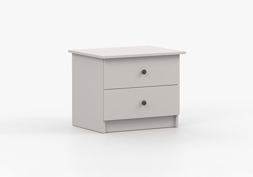 Fabryka Mebli Id?czak Nachttisch - 47 x 60,5 x 49 cm - Tisch Olaf II mit Zwei Schubladen - Nachtschrank - elegant und praktisch, perfekt für die Aufbewahrung von Alltagsutensilien - Griff Anthrazit