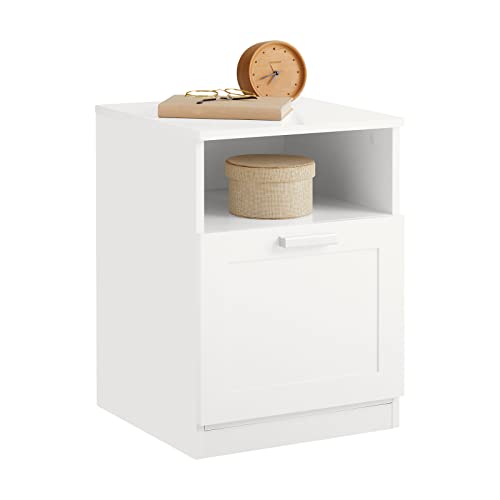 SoBuy FBT112-W Nachttisch für Boxspringbett Sofatisch Beistelltisch schmal Telefontisch Nachtschrank mit Schublade Nachtkommode weiß BHT ca.: 39x55x39cm