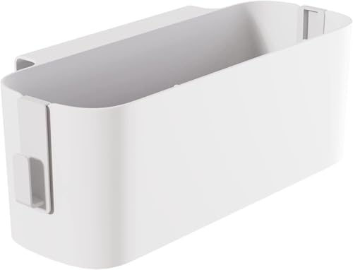 STOUCLA Bett Organizer zum Einhängen, Hängekörbe mit 2 Abnehmbarer Haken, Robuste Nachttisch Caddy,Wohnheim, für Familie, Büro(Weiß)