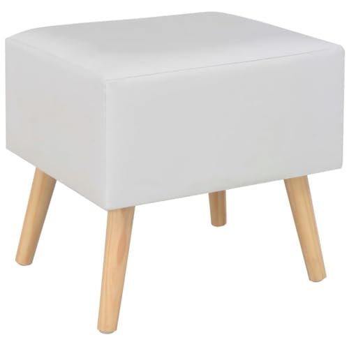 [NEU] Moderner weißer Nachttisch – Finlon-Nachttisch aus Kunstleder, 40 x 35 x 40 cm, Nachttisch mit Lederoberfläche-Weiß