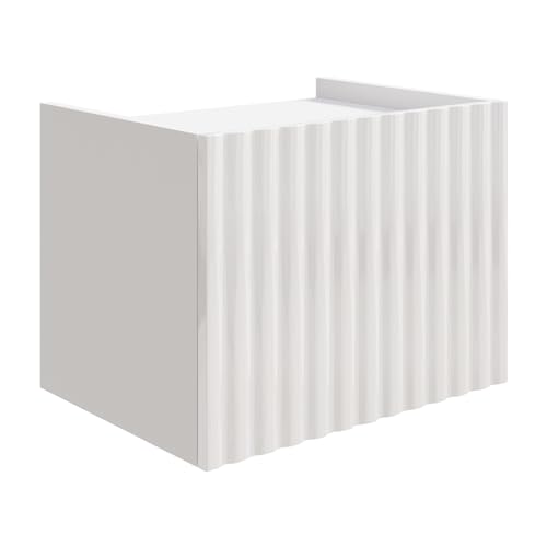 Selsey Nachttisch Hängend Weiß Modernes Nachtkästchen Schwebend mit Push-to-Open MDF Fronten 48 cm Breit - Skandinavisches Design Robuste ABS-Kanten Laminiert für Eleganz und Funktion