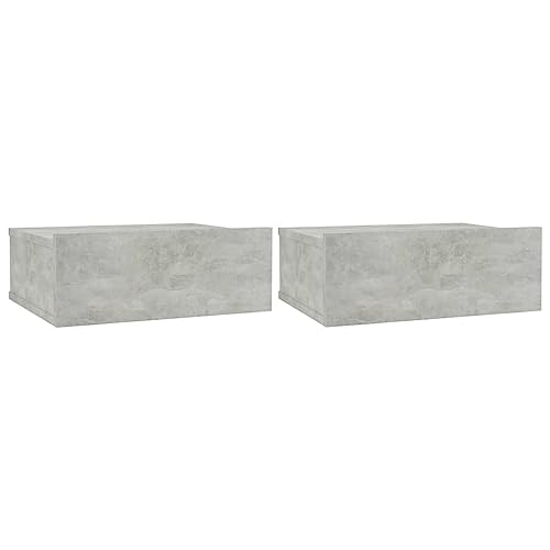 Genérico Wenjingqi 800315 Nachttisch, 2 Stück, Holztechnik, Grau Beton, Grau