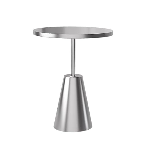 Runder Beistelltisch, Stehtisch aus Edelstahl, Nachttisch, moderner Getränketisch mit Untergestell für Wohnzimmer, Esszimmer, Café, Balkon (Farbe: Silber B, Größe: 50 cm)