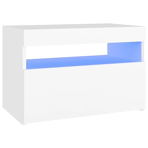 Wenjingqi 3082774 Nachttisch mit LED-Beleuchtung, Sperrholz, 60 x 35 x 40 cm