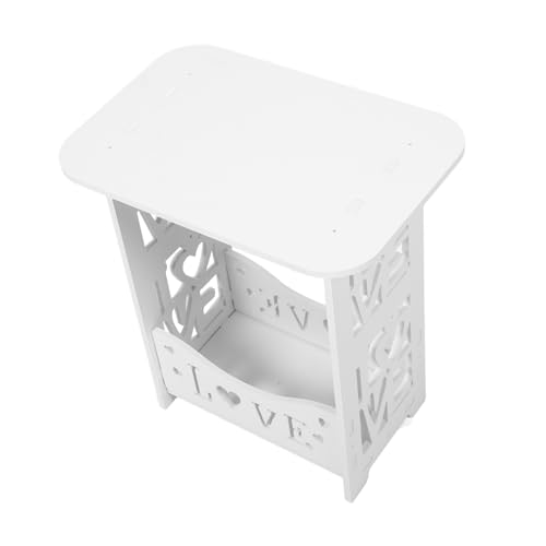 ERINGOGO Nachttisch Mit Ablage Moderner Kleiner Beistelltisch Für Schlafzimmer Und Eleganter Tisch Für Bücher Und Getränke Für Kleine Räume Weißes Design