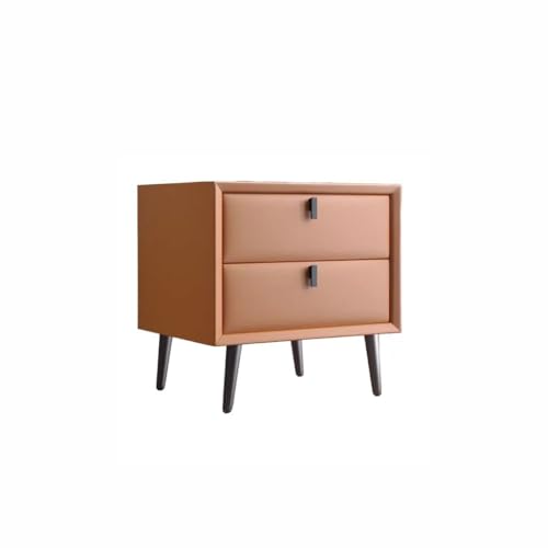 Nachttisch Beistelltisch Moderner Einzelschlafzimmer Massivholz Leder Stilvolle Minimalistische Eisen-Nachttisch Nachttisch für Schlafzimmer(C)