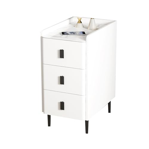 JTPMYFT Nachttisch 1-teiliges Set, Schmaler Nachttisch mit 3 Schubladen und Stauraum, Geeignet for Schlafzimmer, Wohnzimmer, Sofa, Büro(White,40 * 40 * 60cm)
