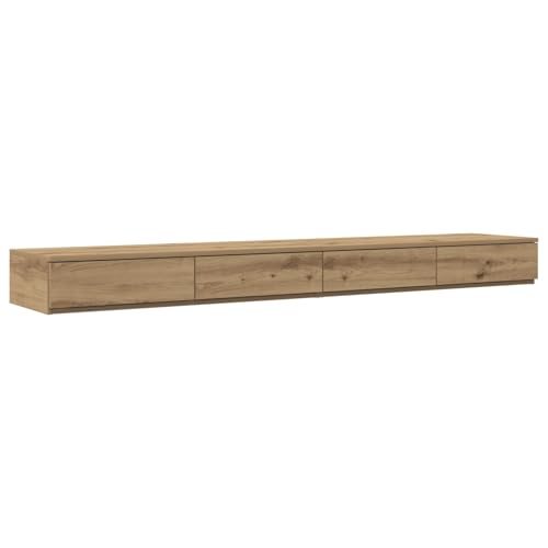 vidaXL Beton Grau Minimalistischer Nachttisch Stylischer Stauraum Nachttisch für Schlafzimmer 4 Schubladen Robuste MDF-Konstruktion Kompakte Abmessungen 200 x 36,5 x 16,5 cm Möbel Modern