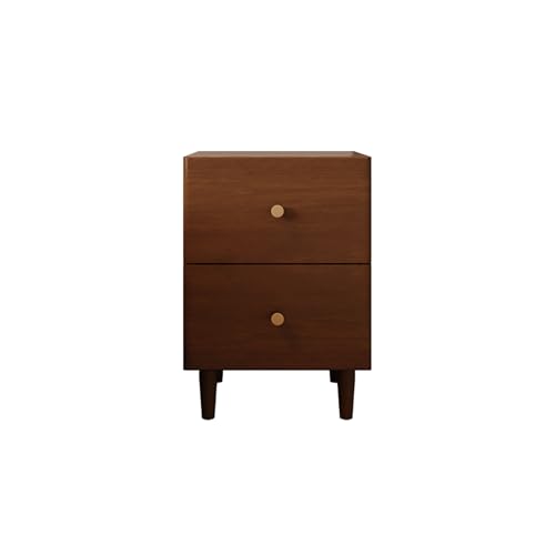 Schmaler Nachttisch aus Massivholz, Mid Century Moderner Nachttisch mit 2 Schubladen, kleiner Aufbewahrungsschrank für Schlafzimmer, Wohnzimmer