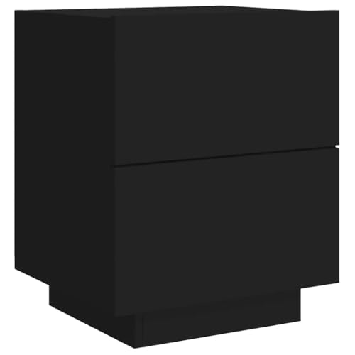 vidaXL Nachttisch, Nachtschrank mit LED-Leuchten, Beistelltisch Nachtkonsole mit Stauraum, Kommode Nachtkommode, Schwarz Holzwerkstoff