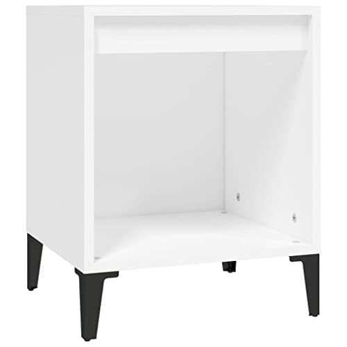 Eleganz Nachttisch Weiß 40x35x50 cm aus Holzwerkstoff & Metall - Moderner Beistelltisch für Schlafzimmer, Kompakt & Langlebig - Ideal für kleine Räume