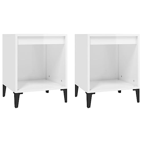 Eleganz Nachttische 2 STK. Hochglanz Weiß 40x35x50 cm   Modernes Design für Schlafzimmer, Holzwerkstoff &   Platzsparend & Stilvoll