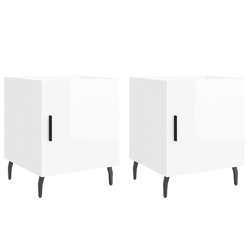 Myheimly Nachttische Nachttisch Nachtschrank Nachtkonsole Telefontisch 2 STK. Hochglanz-Weiß 40x40x50 cm Holzwerkstoff 3030169de