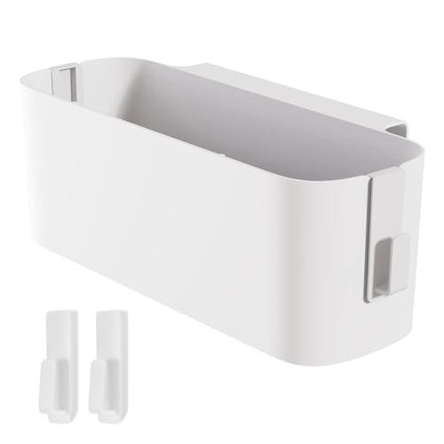 Bett Organizer zum Einhängen, Bett Organizer zum Einhängen mit Haken, Hängebett Organizer Aufbewahrungskorb, Robuste Nachttisch Caddy, für Familie, Wohnheim, Büro, Weiß