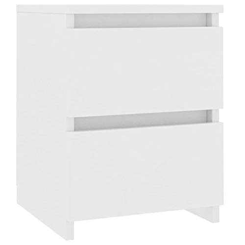 vidaXL Nachttisch 2 Schubladen Nachtschrank Nachtkommode Nachtkonsole Nachtschränckchen Schlafzimmer Kommode Weiß 30x30x40cm Holzwerkstoff
