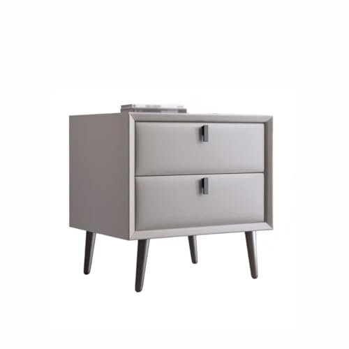 Nachttisch, Beistelltisch, moderner und einfacher Nachttisch aus Massivholz für Schlafzimmer, minimalistischer und eleganter Nachttisch aus Leder, Nachttisch für Schlafzimmer (A)