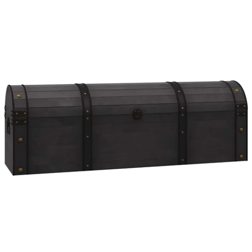 Genérico Wenjingqi 245801 Aufbewahrungsbox, Vintage-Stil, Massivholz, 120 x 30 x 40 cm, Schwarz