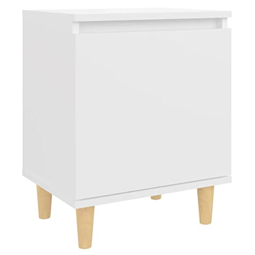 vidaXL Nachttisch mit Massivholz-Beinen Skandinavisch Nachtschrank Nachtkonsole Nachtkommode Schlafzimmer Schrank Kommode Weiß 40x30x50cm