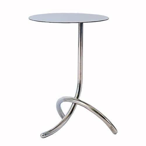Beistelltische Wohnzimmer, runder Beistelltisch, Kleiner Beistelltisch, runder Couchtisch für kleine Räume, Wohnzimmer, Schlafzimmer, Terrasse (Farbe: Silber, Größe: 40 x 60 cm)