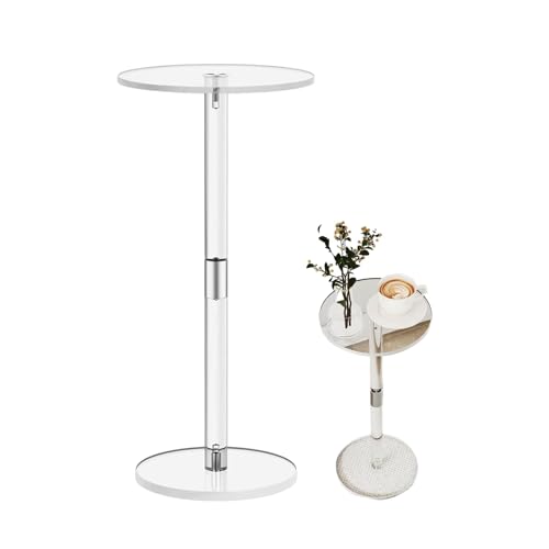 WEKONUMEX Beistelltisch aus Acryl, Nachttisch mit Glasplatte for Sofa, schmale Ecke, Schlafzimmer und Wohnzimmer, Couchtisch aus Glas