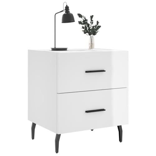 HEFZGDB Nachttische 2 STK. Hochglanz-Weiß 40x35x47,5 cm Holzwerkstoff Nachttisch Vintage Nachttische Nachtkästchen Sideboard Wohnzimmer für Wohnzimmer Hotel Schlafzimmer Gästezimmer