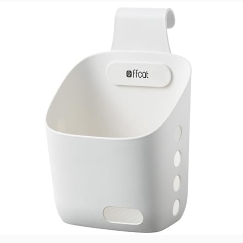 Stgbcst Kleiner Kunststoff-Hängekorb mit Haken,Platzsparender Stapelbarer Kleiner Hängekorb,Aufhängen mit Haken Ablaufloch, Pflanzkübel Zum Aufhängen für Badezimmer, Küche, Schlafsaal (weiß klein)