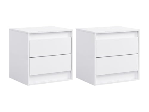 Vente unique 2er Set Nachttische 2 Schubladen     MDF   Weiß   RUKALO