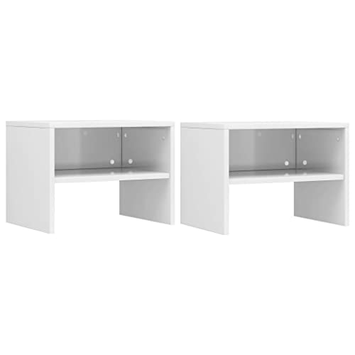 Myheimly Nachttische Nachttisch Nachtschrank Nachtkonsole Telefontisch 2 STK. Hochglanz-Weiß 40x30x30 cm Holzwerkstoff 297721de