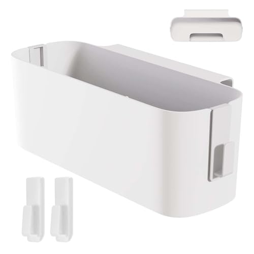 Huamirra Bett Organizer zum Einhängen, Bett Organizer zum Einhängen mit Haken, Hängebett Organizers Aufbewahrungskorb, Robuste Nachttisch Caddy, für Familie, Wohnheim, Büro, Weiß