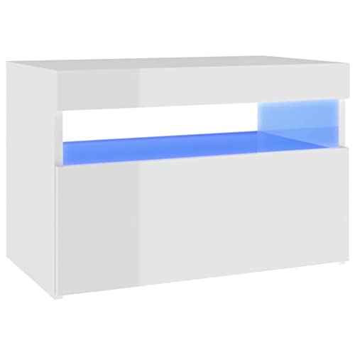 Wenjingqi 3082786 Nachttisch mit LED-Beleuchtung, 60 x 35 x 40 cm