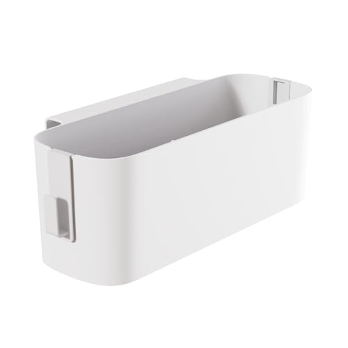 Nachttisch Organizer Weiß Kunststoff Caddy Hängekorb 33 x 11 x 12 cm Wand Regal mit 2 Haken, Eckregal für Wohnheim, Babybett(Weiß)