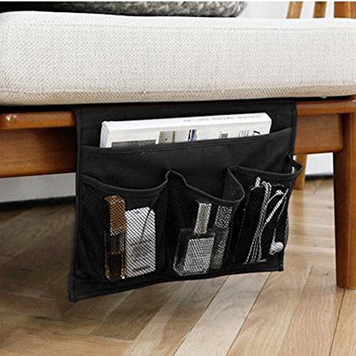Wady Organizer 4 Taschen Sofa Aufhängen Halterung Tasche für Buch Handy Gläser TV Fernbedienung (schwarz)