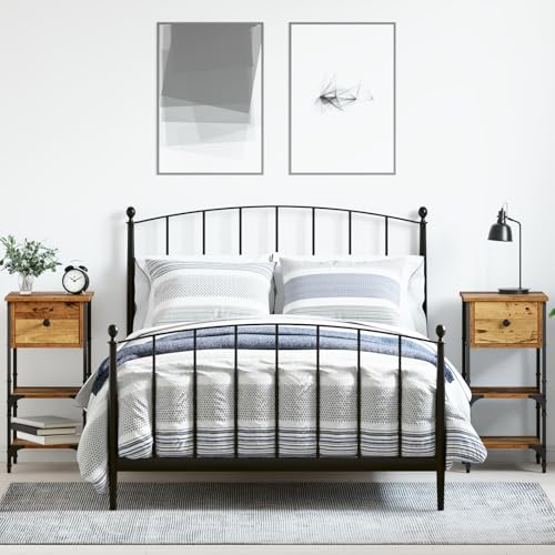 SKM Nachttische 2 Stück Altholz 34x36x70 cm Massivholz,Möbel,Tische, Nachttische,Braun,20.35KG ,871237