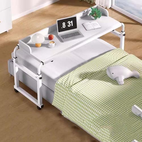 Überbetttisch, höhenverstellbarer medizinischer Schreibtisch mit Rollen, rollbarer Laptop-Schreibtisch, Nachttisch, Essens-Tablett, 65-95 cm höhenverstellbar