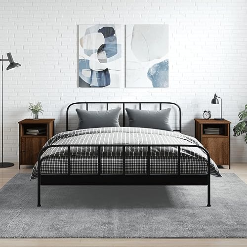 LVHUIDEH Nachttische 2er Set Braun Eichen-Optik 40x42x60 cm Holzwerkstoff